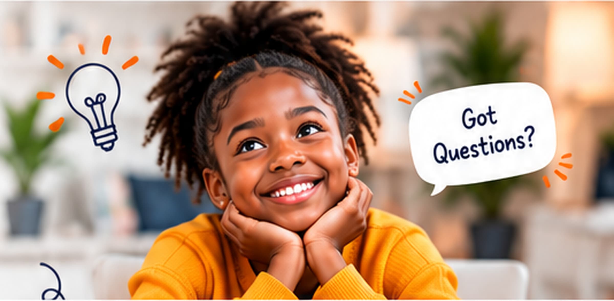 Young learner thinking about a question