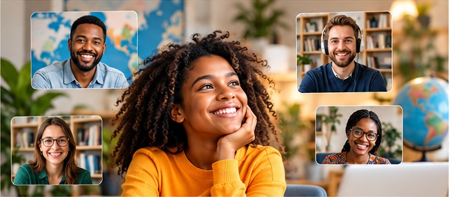 Learner connected with tutors around the world